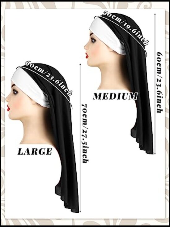 Nun Costume Headpiece Set for Women Halloween Cosplay Party Supplies 4 Pcs main image 4